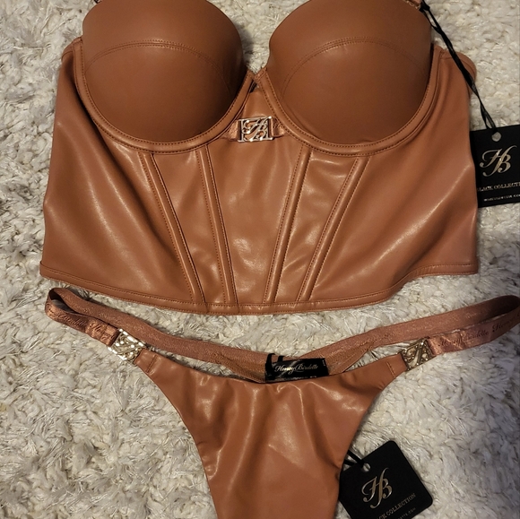 NWT Honey Birdette Emily Leatherette toffee bustier 34C - Picture 5 of 6